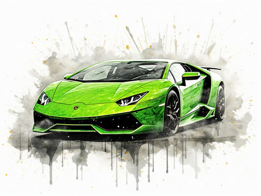 Leinwand Poster, Bilder Green Sport Car Lamborghini, 80 × 60 cm