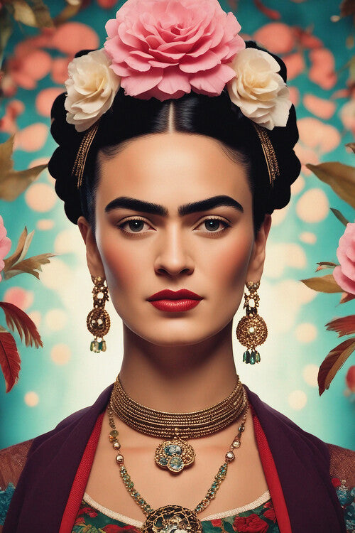 Leinwand Poster, Bilder Frida Kahlo - Floral Beauty, 60 × 90 cm