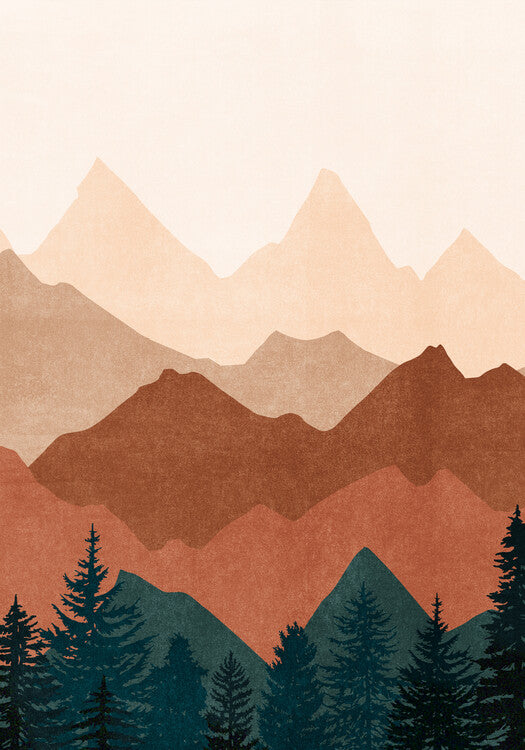 Leinwand Poster, Bilder Sunset, evergreen No. 1, 70 × 100 cm