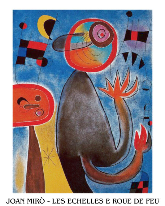 Kunstdruck Ladders Cross the Blue Sky in a Wheel of Fire, Joan Miró, 24 × 30 cm