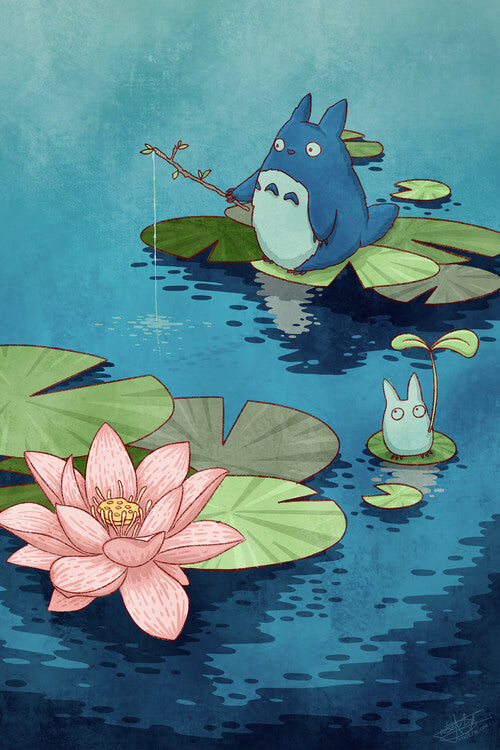 Fishing in the pond Poster, Plakat, 26.7 × 40 cm