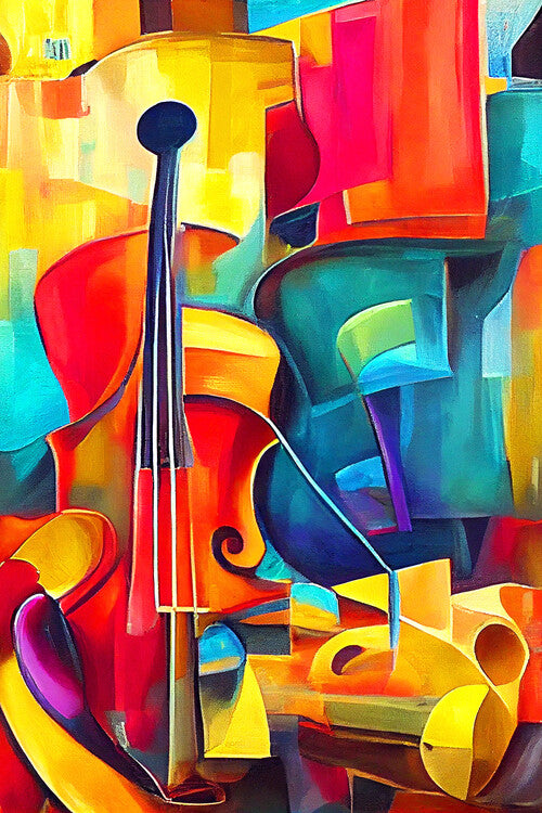 Leinwand Poster, Bilder jazz music painting, colorful violon, canvas art prints, 60 × 90 cm