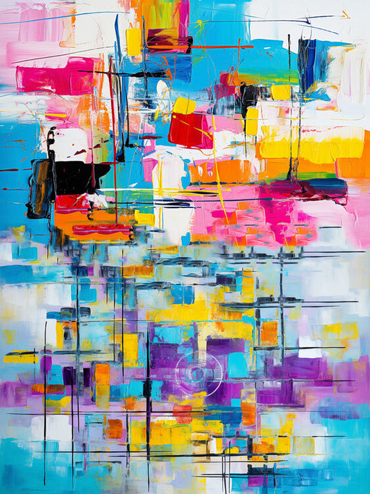 Leinwand Poster, Bilder Fluid abstract art painting bright colors, posters prints, 60 × 80 cm