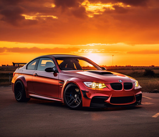 Leinwand Poster, Bilder Sportcar in sunset, 80 × 70 cm