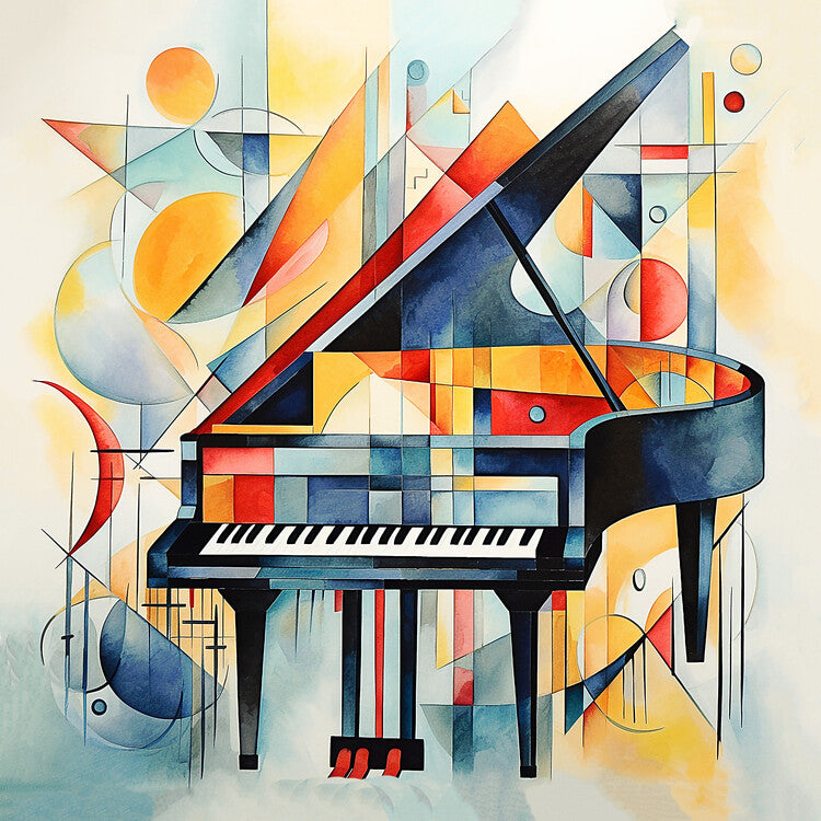 Leinwand Poster, Bilder Abstract piano keys, Kandinsky abstract style, music artwork, 70 × 70 cm