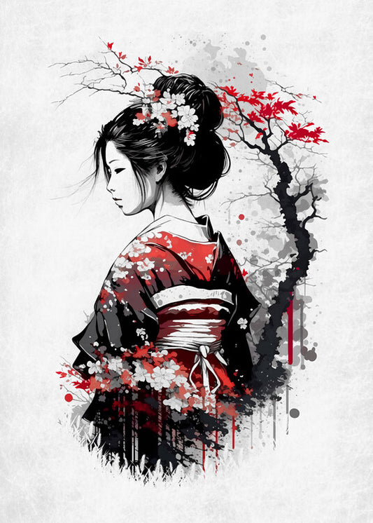 Leinwand Poster, Bilder Geisha, 65 × 90 cm
