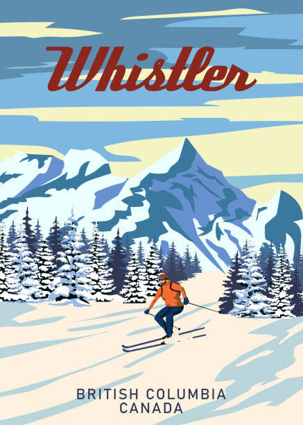 Leinwand Poster, Bilder Whistler Travel Ski resort poster vintage., VectorUp, 65 × 90 cm