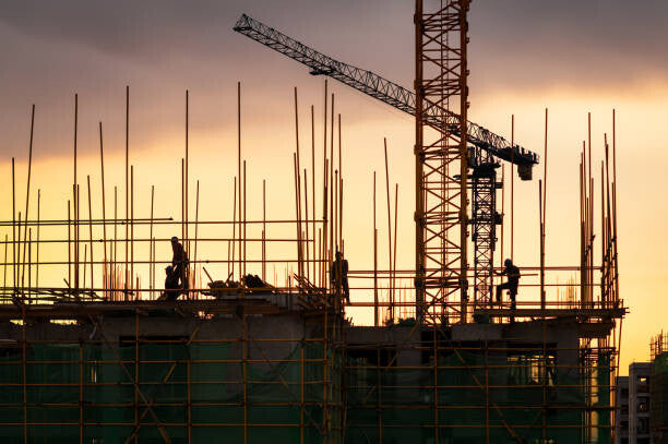 Leinwand Poster, Bilder Silhouette of engineer and construction team, wenbin, 90 × 60 cm