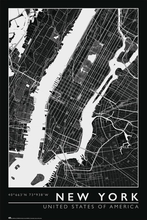 New York - City Map Poster, Plakat, 61 × 91.5 cm