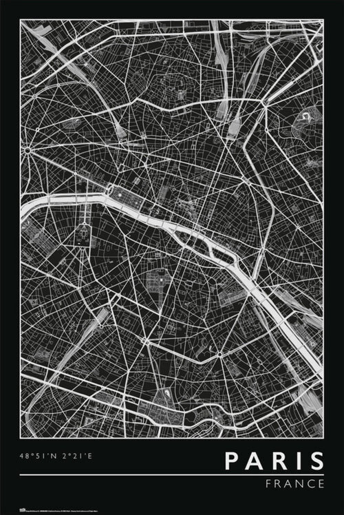 Paris - City Map Poster, Plakat, 61 × 91.5 cm