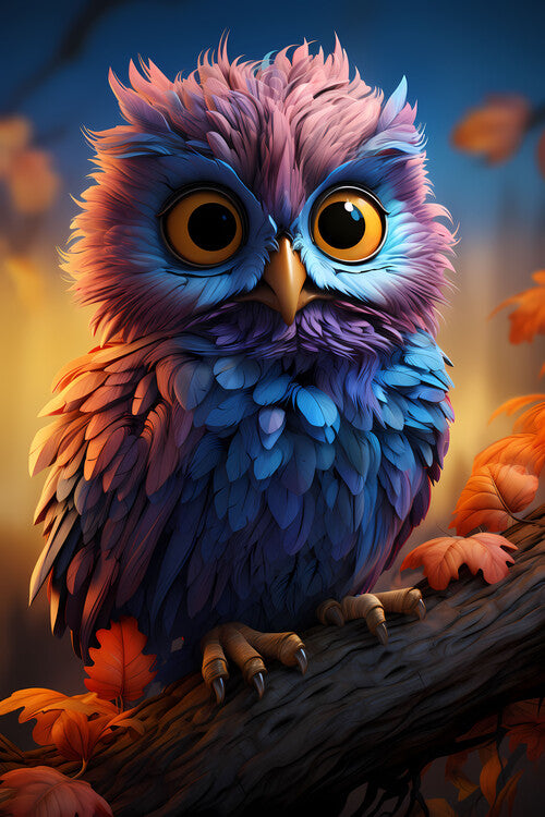Leinwand Poster, Bilder Cute colorful Owl, 60 × 90 cm
