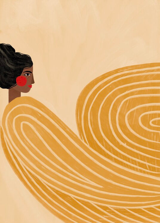 Leinwand Poster, Bilder The Woman With the Yellow Stripes, Bea Muller, 65 × 90 cm