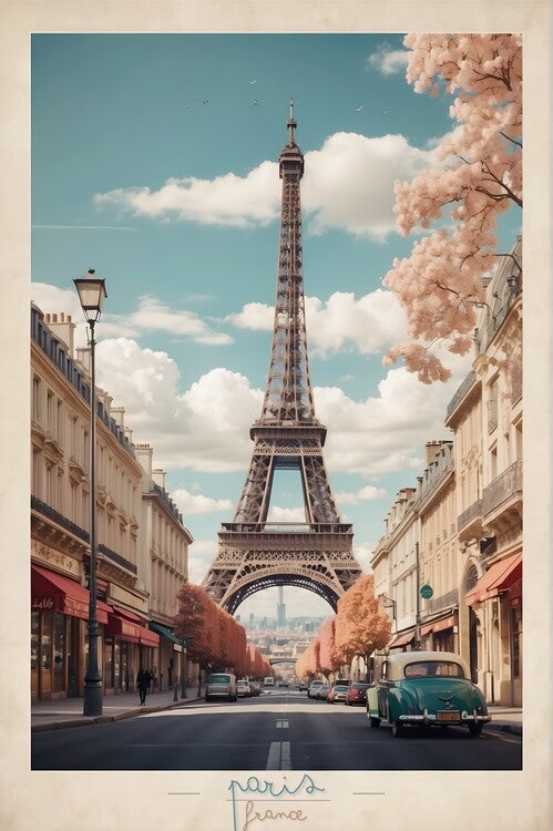 Leinwand Poster, Bilder Parisian Elegance: Vintage Travel Poster, 60 × 90 cm