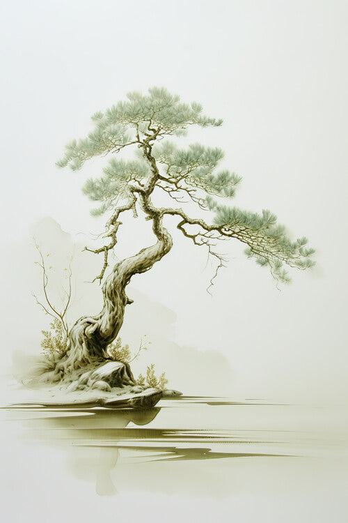 Leinwand Poster, Bilder Illustration of a tree with Japanese style, 60 × 90 cm