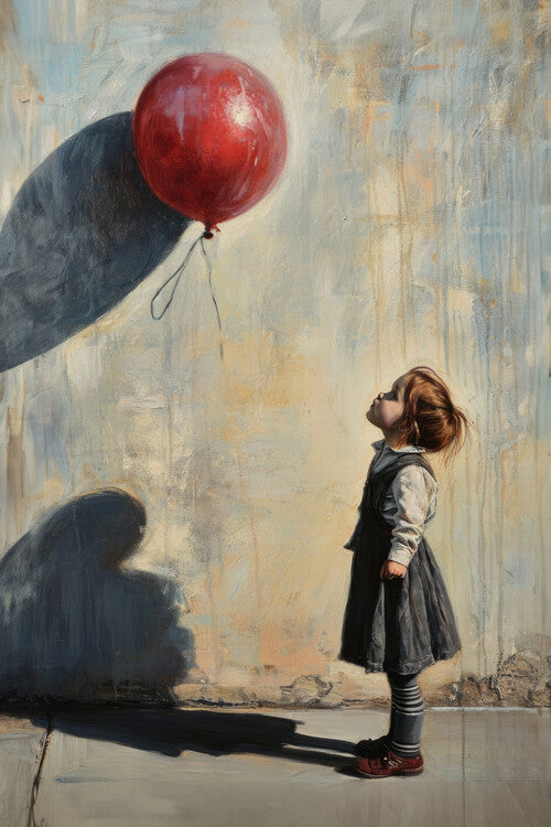 Leinwand Poster, Bilder The Red Balloon Edward Hopper Style, 60 × 90 cm