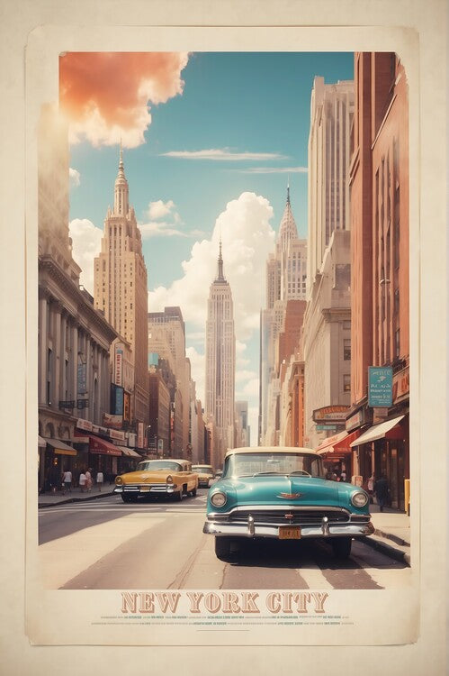 Leinwand Poster, Bilder NYC Manhatten: Vintage Travel Poster, 60 × 90 cm