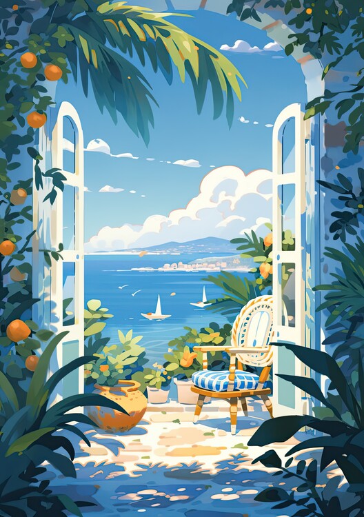 Leinwand Poster, Bilder Mittelmeer Italien Poster Meer, 65 × 90 cm