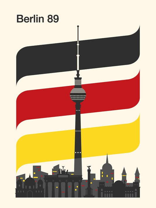Leinwand Poster, Bilder Berlin Retro Travel Print, Retrodrome, 60 × 80 cm
