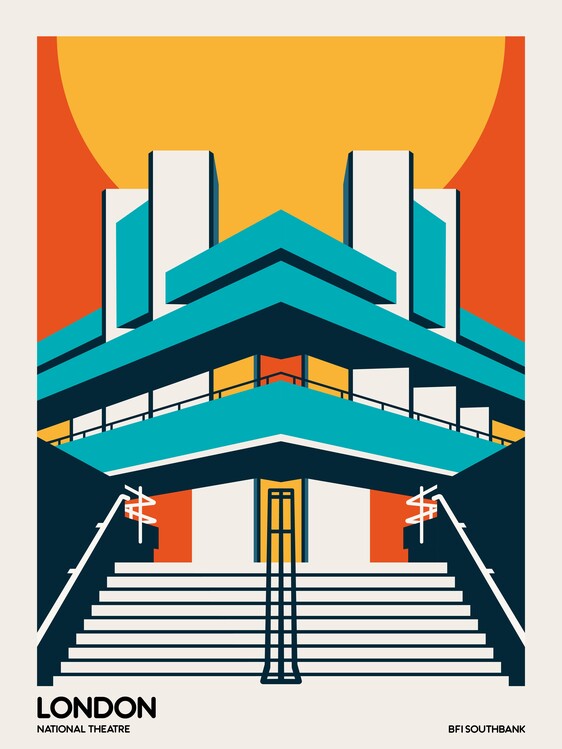 Leinwand Poster, Bilder London BFI Southbank Brutalist Architecture, Retrodrome, 60 × 80 cm