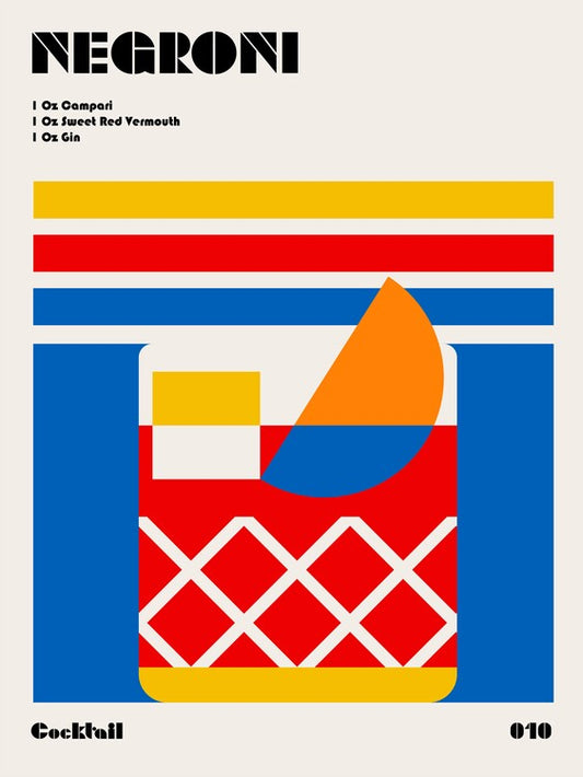 Leinwand Poster, Bilder Negroni Bauhaus Cocktail, Retrodrome, 60 × 80 cm
