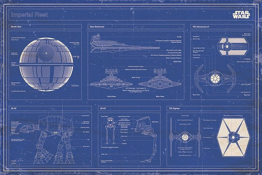 Star Wars - Imperial Fleet Blueprint Poster, Plakat, 91.5 × 61 cm