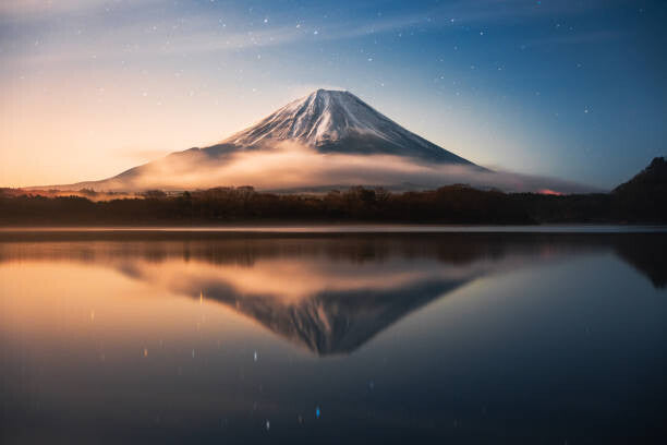 Leinwand Poster, Bilder Fuji Mountain Reflection with Morning sunrise, Jackyenjoyphotography, 90 × 60 cm