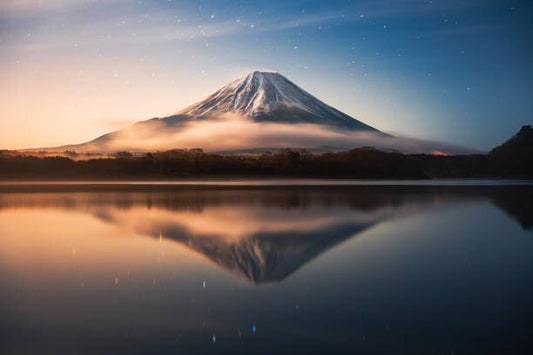 Leinwand Poster, Bilder Fuji Mountain Reflection with Morning sunrise, Jackyenjoyphotography, 90 × 60 cm