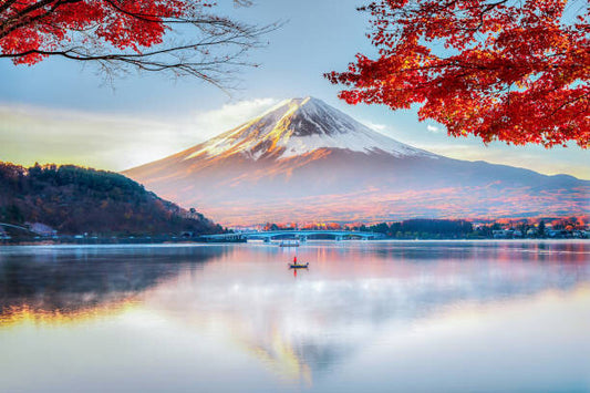 Leinwand Poster, Bilder Fuji Mountain , Red Maple Tree, DoctorEgg, 90 × 60 cm
