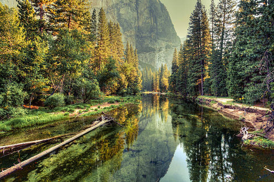 Leinwand Poster, Bilder Yosemite Valley Landscape and River, California, zodebala, 90 × 60 cm