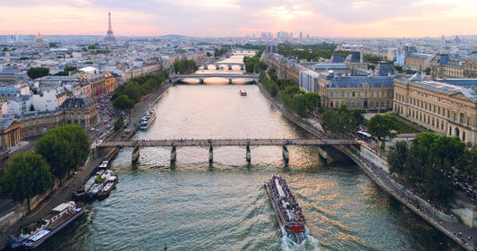 Leinwand Poster, Bilder Paris aerial Seine river sunset France, pawel.gaul, 85 × 45 cm