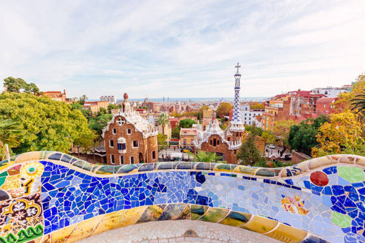 Leinwand Poster, Bilder Barcelona skyline with colorful buildings on, Alexander Spatari, 90 × 60 cm