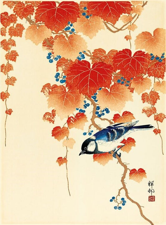 Kunstdruck Bird and Red, Ohara Koson, 30 × 40 cm