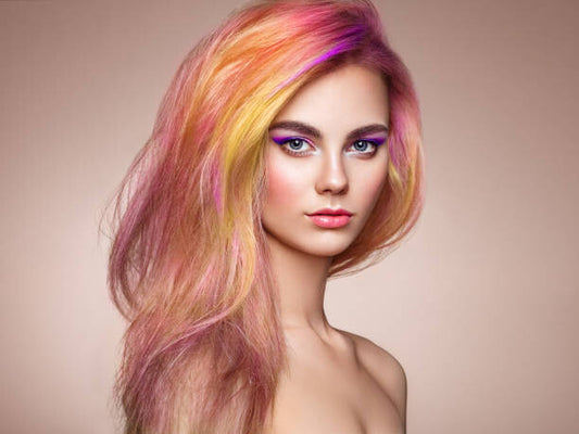 Leinwand Poster, Bilder Beauty fashion model girl with colorful dyed hair, heckmannoleg, 80 × 60 cm