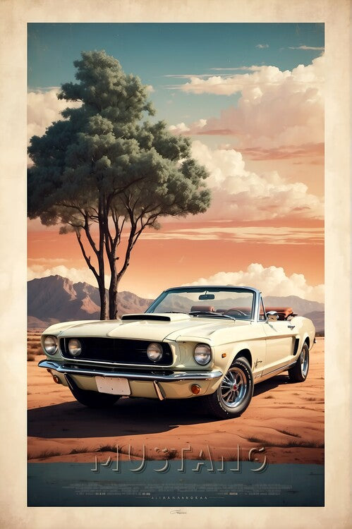 Leinwand Poster, Bilder Vintage Ford Mustang Poster, 60 × 90 cm