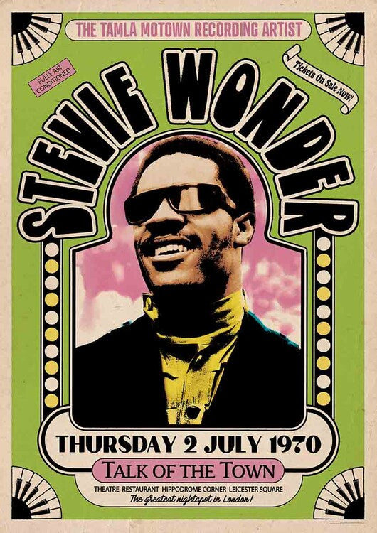 Stevie Wonder - Talk of The Town 1970 Poster, Plakat, 59.4 × 84.1 cm