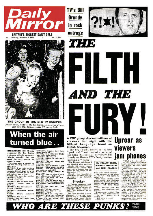 Sex Pistols - Daily Mirror Poster, Plakat, 59.4 × 84.1 cm