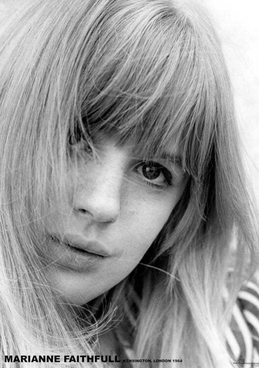Marianne Faithful - Portrait B/W Poster, Plakat, 59.4 × 84.1 cm