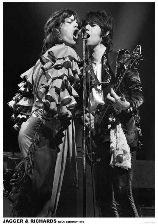 Rolling Stones - Mick Jagger & Keith Richards, Germany 76 Poster, Plakat, 59.4 × 84.1 cm