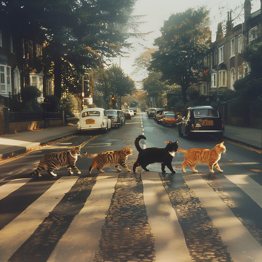 Leinwand Poster, Bilder Abbey Road Cats, 70 × 70 cm