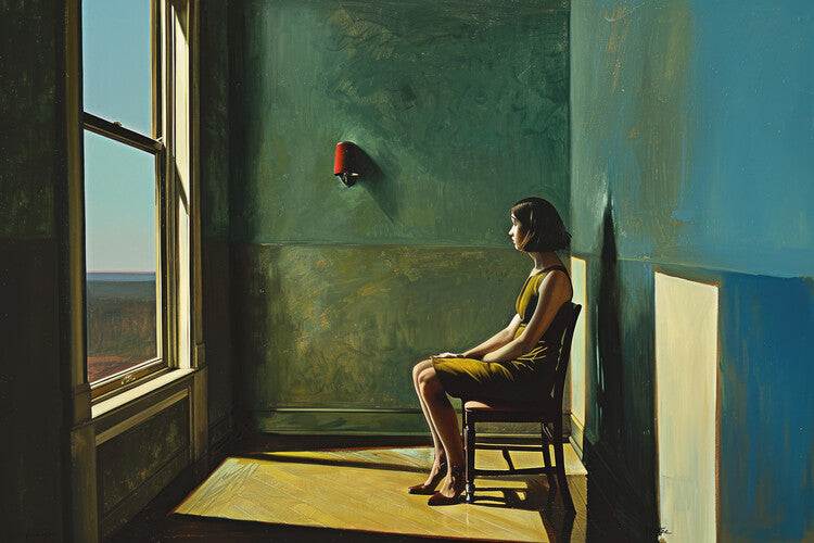 Leinwand Poster, Bilder All alone in the style of Edward Hopper, 90 × 60 cm
