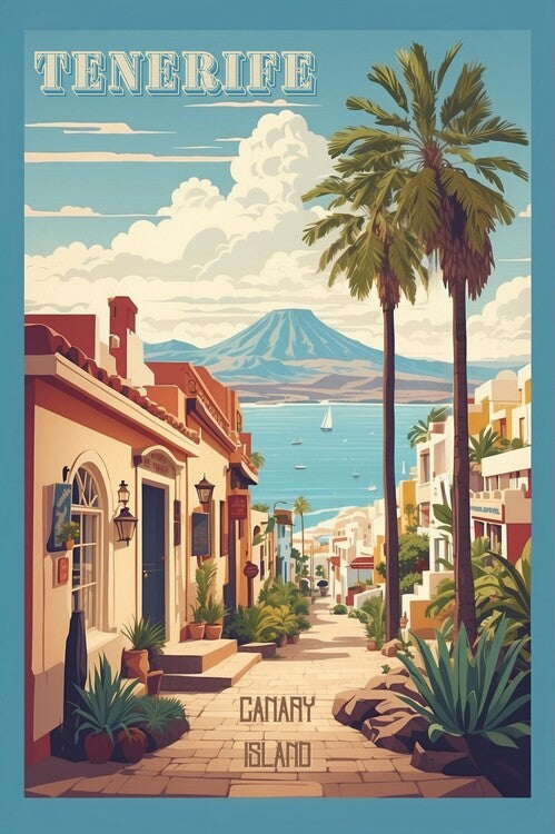 Leinwand Poster, Bilder Tenerife Paradise Dreams: Vintage Travel Poster, 60 × 90 cm