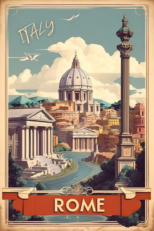 Leinwand Poster, Bilder Vintage Rome Poster: Italian Elegance, 60 × 90 cm