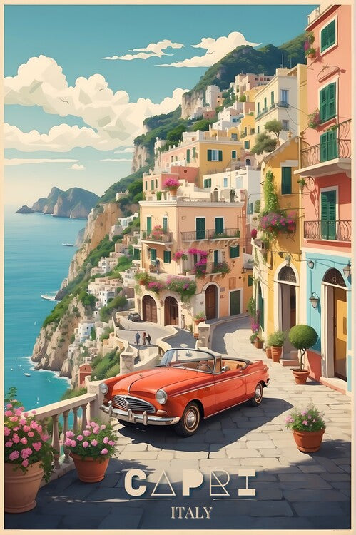 Leinwand Poster, Bilder Capri Splendor: Vintage Travel Poster, 60 × 90 cm