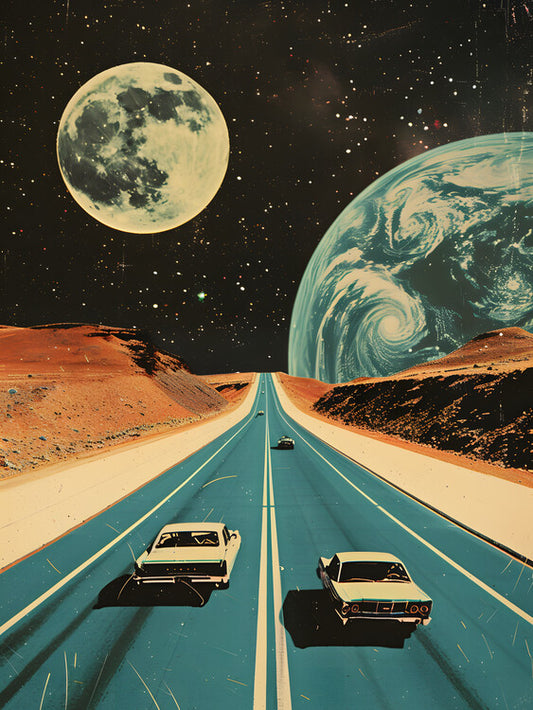 Leinwand Poster, Bilder Retro Space Highway, 60 × 80 cm
