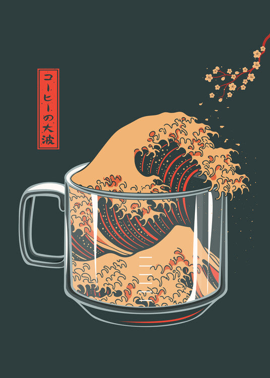 Leinwand Poster, Bilder Great Wave of Coffee, 65 × 90 cm