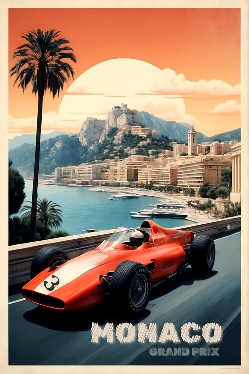 Leinwand Poster, Bilder Vintage Monaco Grand Prix Poster: Racing Through History, 60 × 90 cm
