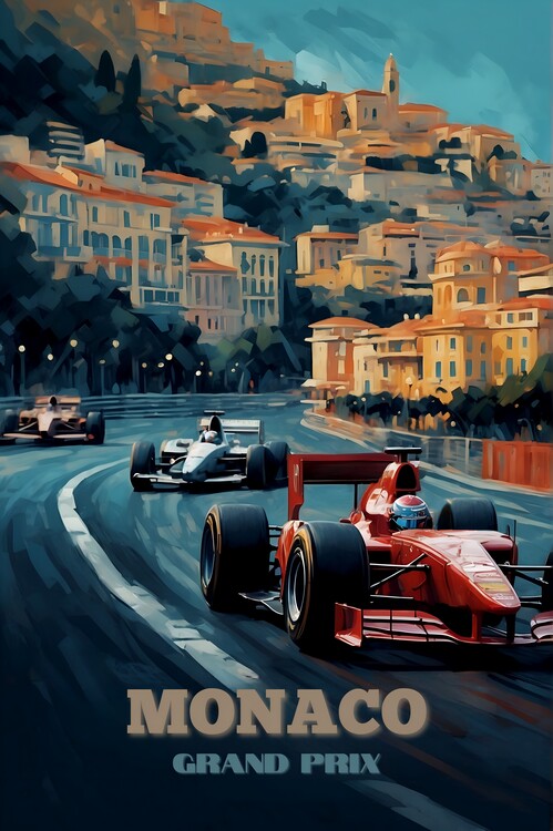 Leinwand Poster, Bilder Vintage Abstract Monaco Grand Prix Posters: Racing in Style, 60 × 90 cm