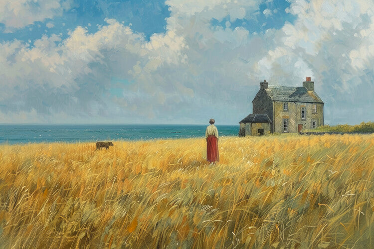 Leinwand Poster, Bilder The Old lady by the Sea in the style of Edward Hopper, 90 × 60 cm