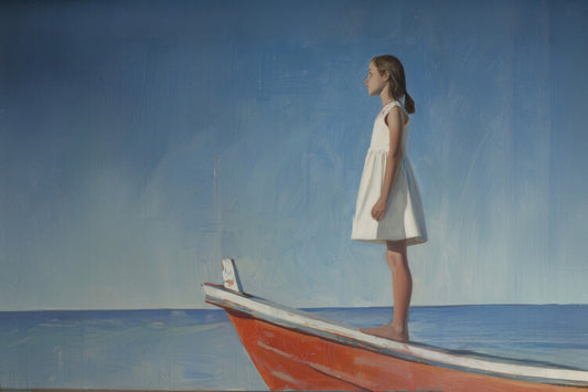 Leinwand Poster, Bilder Just me and the Sea in the style of Edward Hopper, 90 × 60 cm
