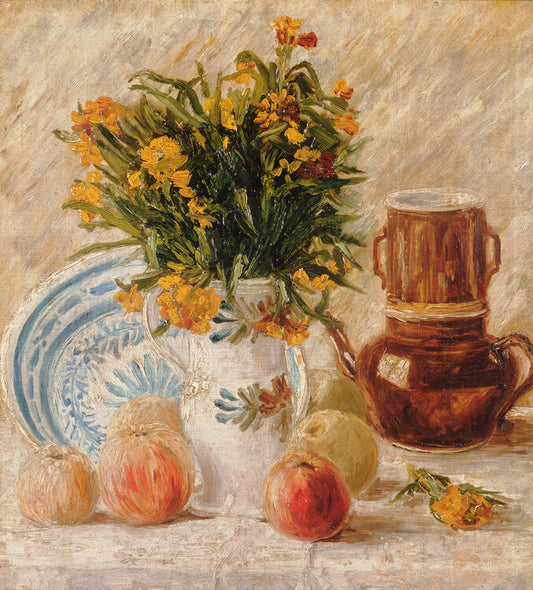 Vase with Flowers, Coffeepot and Fruit, Vincent van Gogh Poster, Plakat, 40 × 40 cm